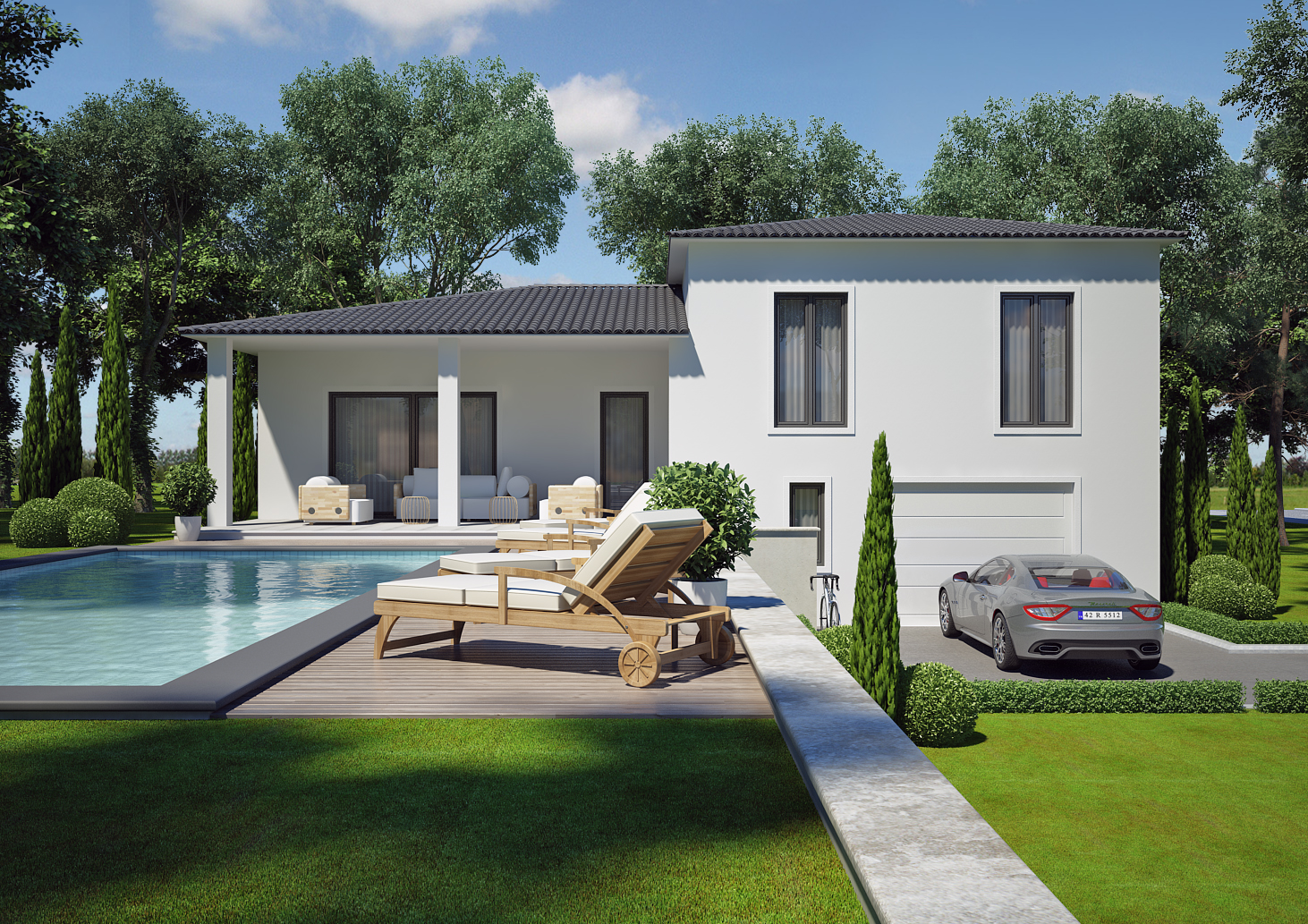 Modèle villa contemporaine 100M2 demi étage